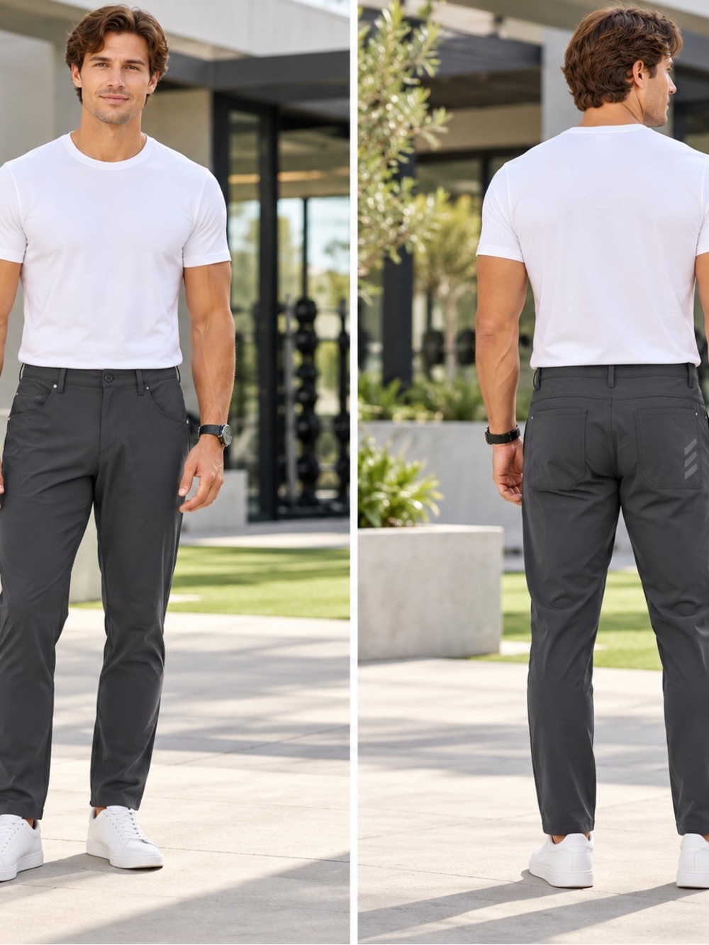 Adidas Men's Performance Straight-Leg Pants - Charcoal